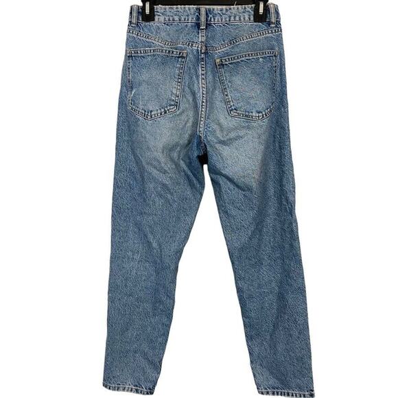 Zara Womens High Rise Distressed Medium Wash Blue Jeans Relaxed Mom Fit sz 4 - Picture 14 of 16